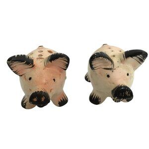 Vintage Japanese Pig Salt & Pepper Shaker Set – Pink & Black Ceramic, 1950s